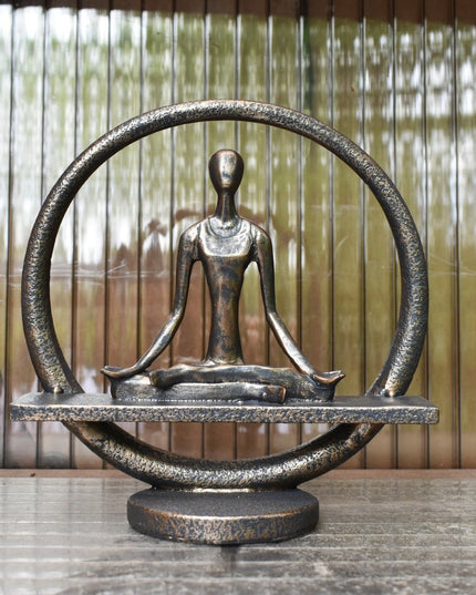 7" Pewter Resin Yoga Meditation Tabletop Sculpture