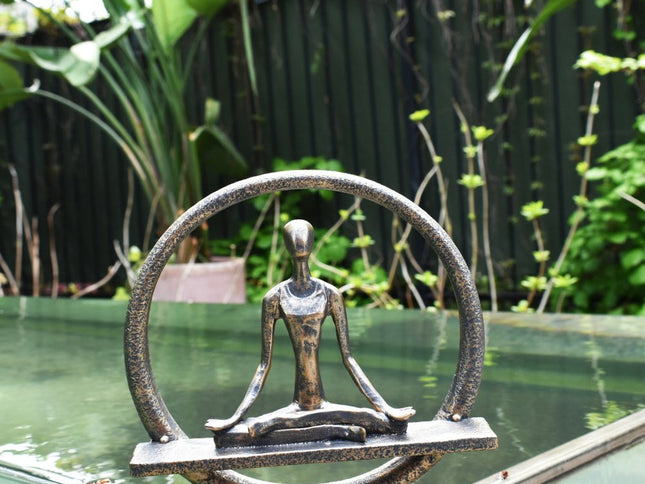 7" Pewter Resin Yoga Meditation Tabletop Sculpture