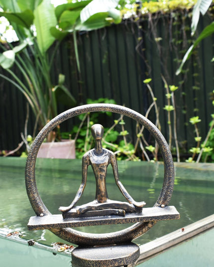 7" Pewter Resin Yoga Meditation Tabletop Sculpture