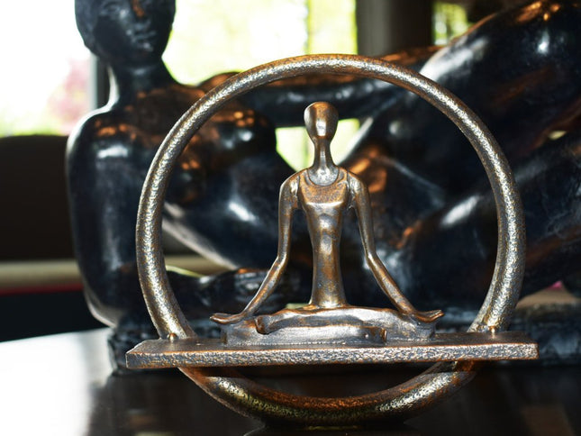 7" Pewter Resin Yoga Meditation Tabletop Sculpture