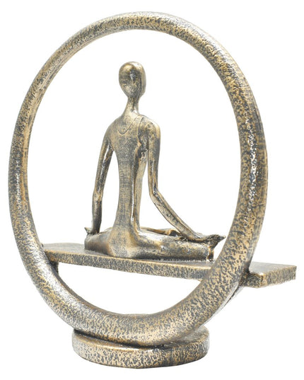 7" Pewter Resin Yoga Meditation Tabletop Sculpture