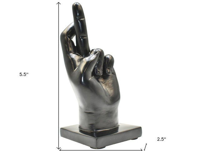 Set of Three Black Resin Hand Tabletop Sculpture