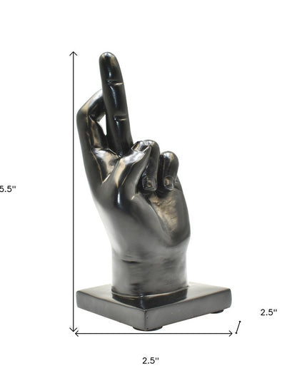 Set of Three Black Resin Hand Tabletop Sculpture
