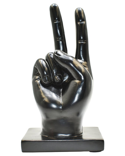 Set of Three Black Resin Hand Tabletop Sculpture