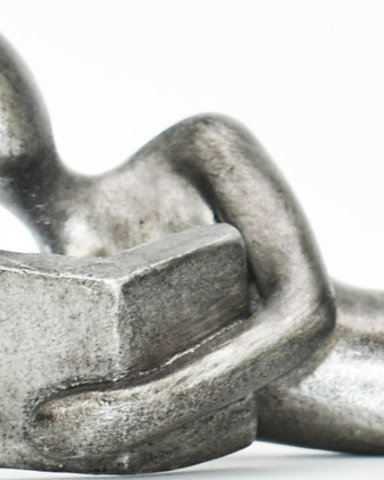 Set of Two Pewter Resin People Tabletop Sculpture