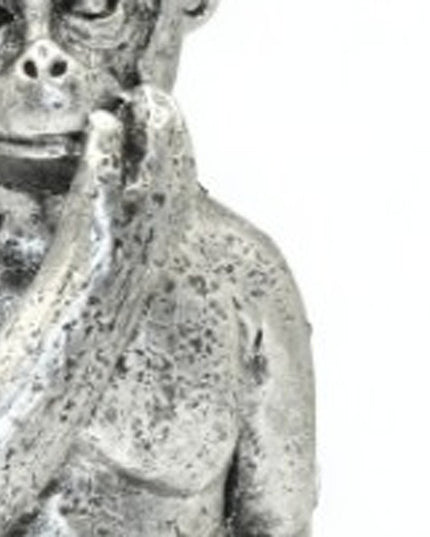 Set of Three Silver Resin Monkey Tabletop Sculpture