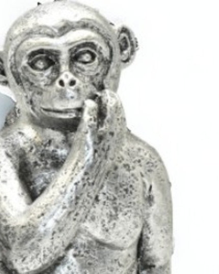 Set of Three Silver Resin Monkey Tabletop Sculpture