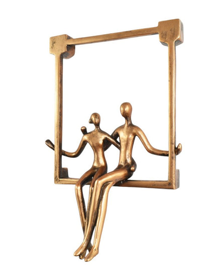 Set of Three Black Pewter And Bronze Resin People Tabletop Sculpture