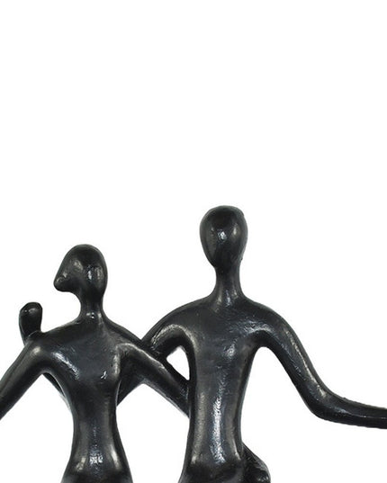 Set of Three Black Pewter And Bronze Resin People Tabletop Sculpture