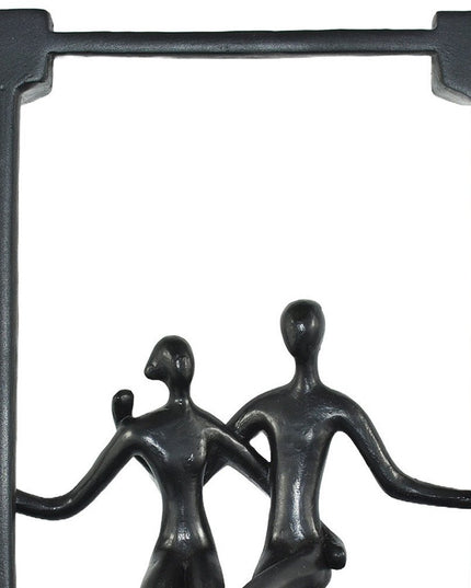 Set of Three Black Pewter And Bronze Resin People Tabletop Sculpture