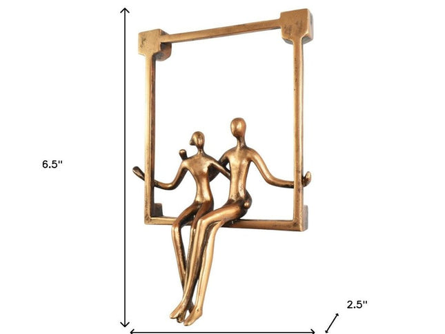 Set of Three Black Pewter And Bronze Resin People Tabletop Sculpture