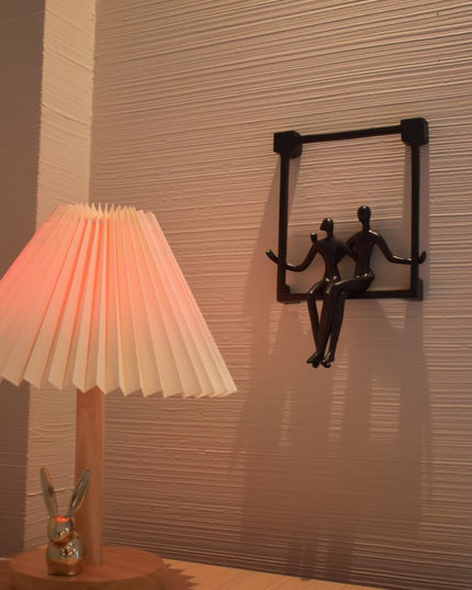 Set of Three Black Pewter And Bronze Resin People Tabletop Sculpture