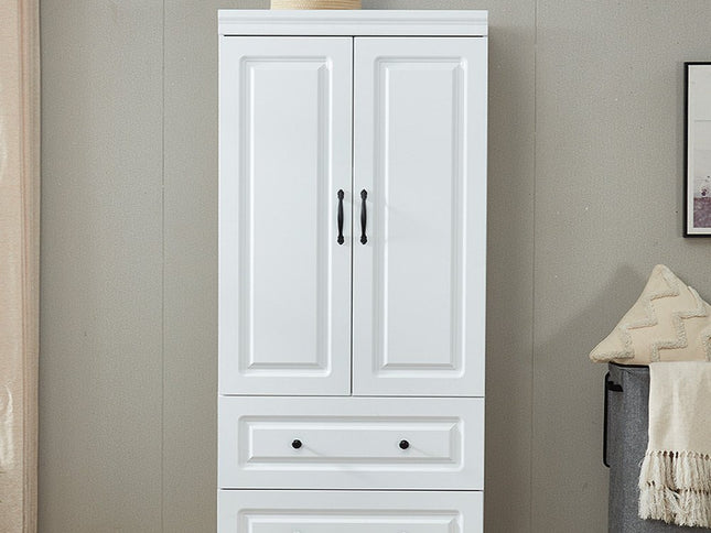74" White Two Door Two Drawer Combo Dresser