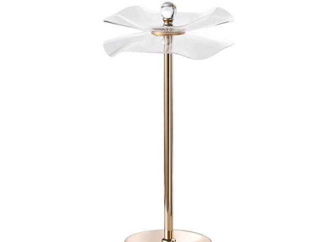 18" Gold Bedside Lamp With Novelty Shade