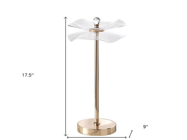 18" Gold Bedside Lamp With Novelty Shade