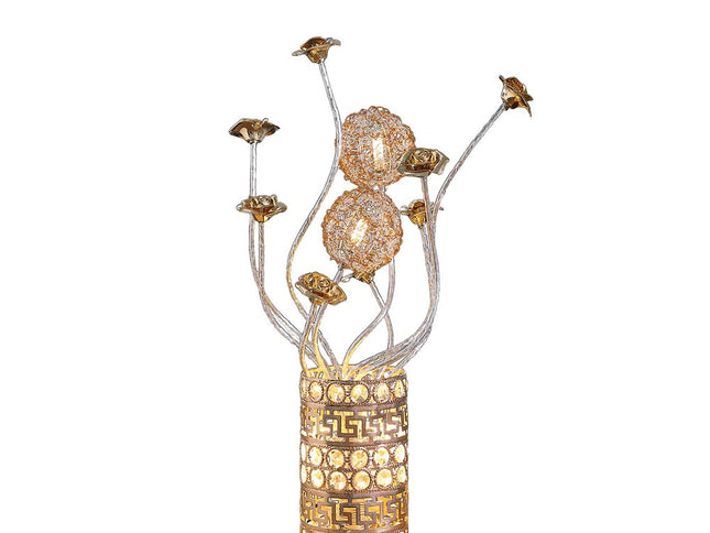 22" Silver And Rose Gold Metal And Acrylic Flowers Bedside Lamp