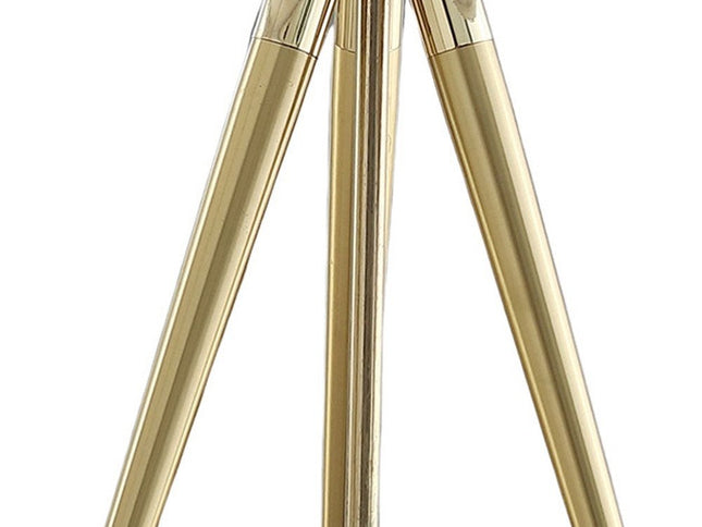 Gold Metal Adjustable Height Tripod Table Lamp With White Drum Shade