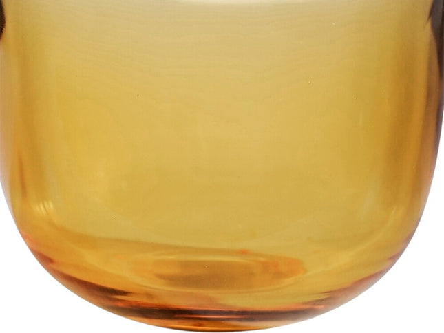 14" Clear And Amber Ombre Glass Round Table Vase