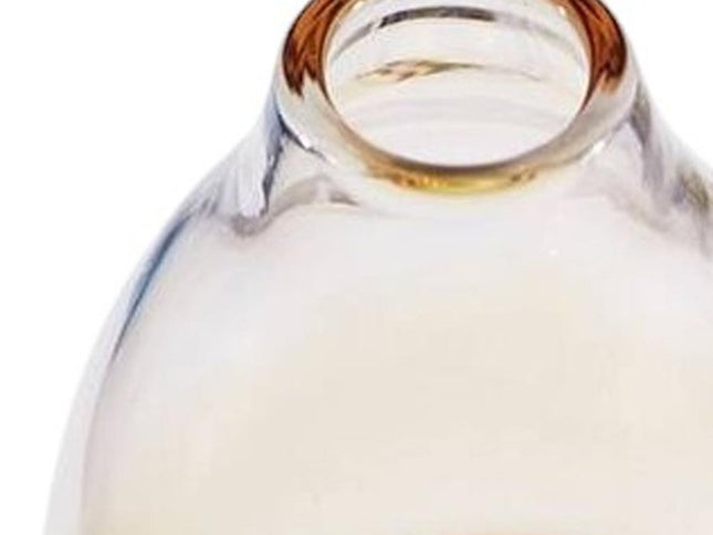 14" Clear And Amber Ombre Glass Round Table Vase