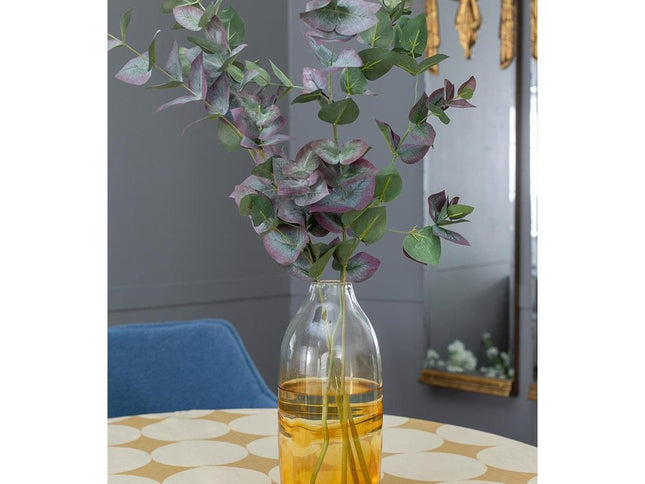 14" Clear And Amber Ombre Glass Round Table Vase