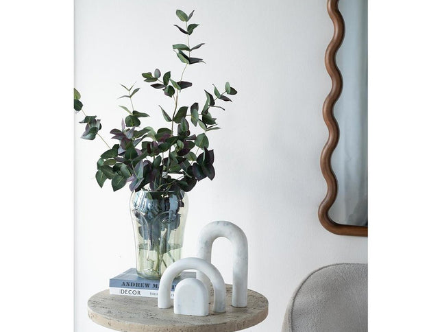 Set of Two Light Green Glass Modern Abstract Faces Table Vases