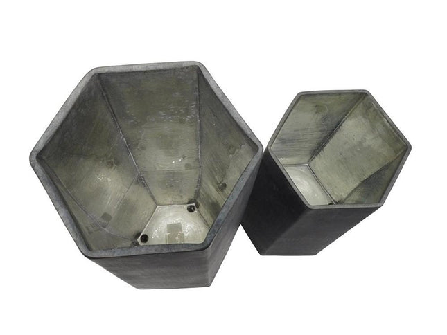 Set of Two Black Hexagonal Glass Table Vases
