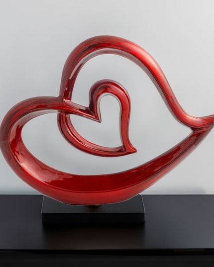 12" Red and Black Aluminum Tabletop Sculpture