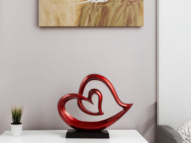 12" Red and Black Aluminum Tabletop Sculpture