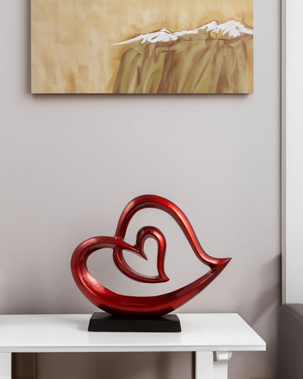 12" Red and Black Aluminum Tabletop Sculpture
