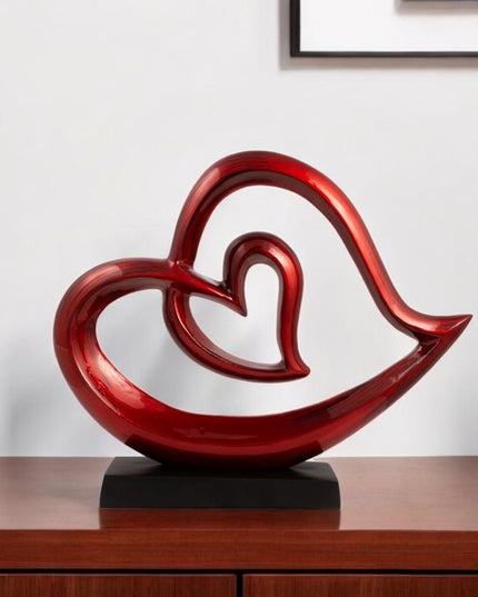 12" Red and Black Aluminum Tabletop Sculpture