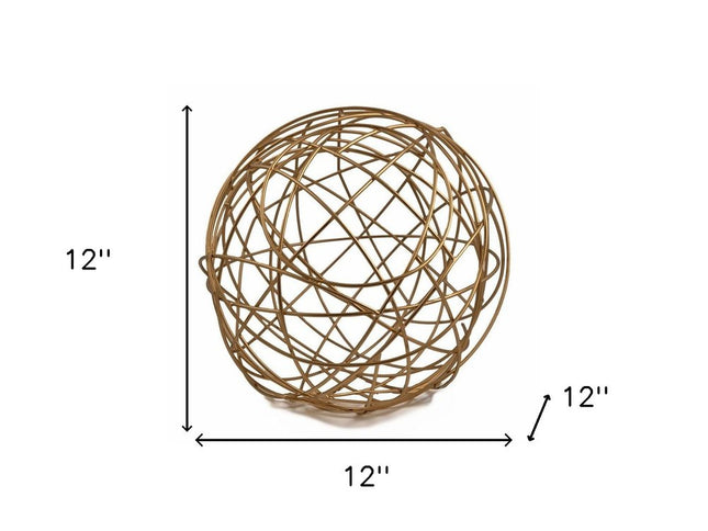 12" Gold Aluminum Decorative Orb Tabletop Sculpture