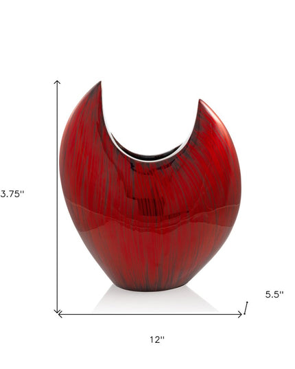 18" Red Aluminum Pointy Table Vase