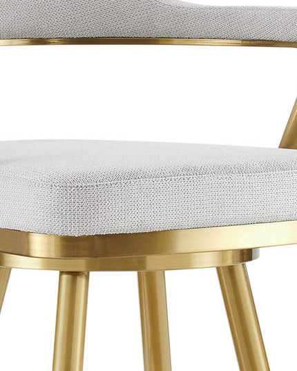 26" Silver and Gold Fabric and Stainless Steel Counter Height Swivel Bar Chair