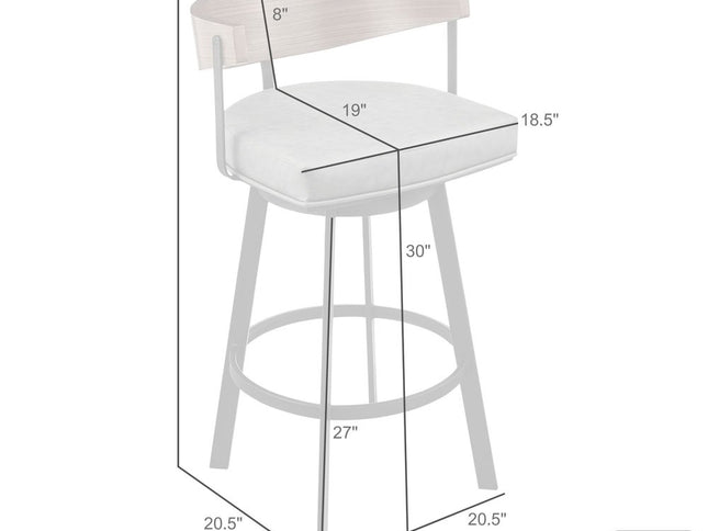 30" Gray Brown and Black Faux Leather and Iron Low Back Bar Height Swivel Bar Chair