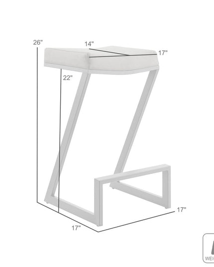 26" Gray and Black Faux Leather and Iron Backless Counter Height Bar Chair