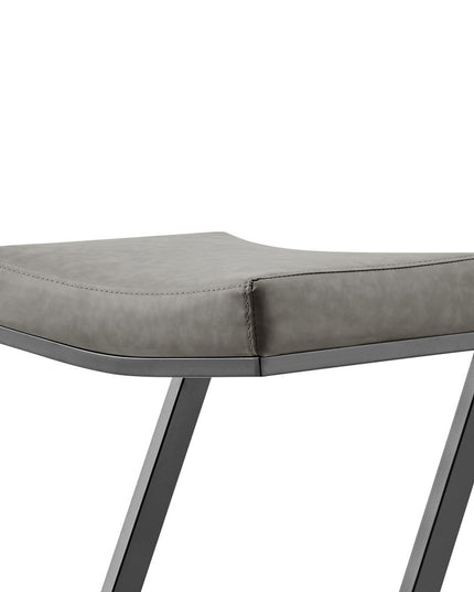 26" Gray and Black Faux Leather and Iron Backless Counter Height Bar Chair