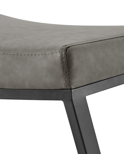 26" Gray and Black Faux Leather and Iron Backless Counter Height Bar Chair