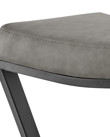 26" Gray and Black Faux Leather and Iron Backless Counter Height Bar Chair