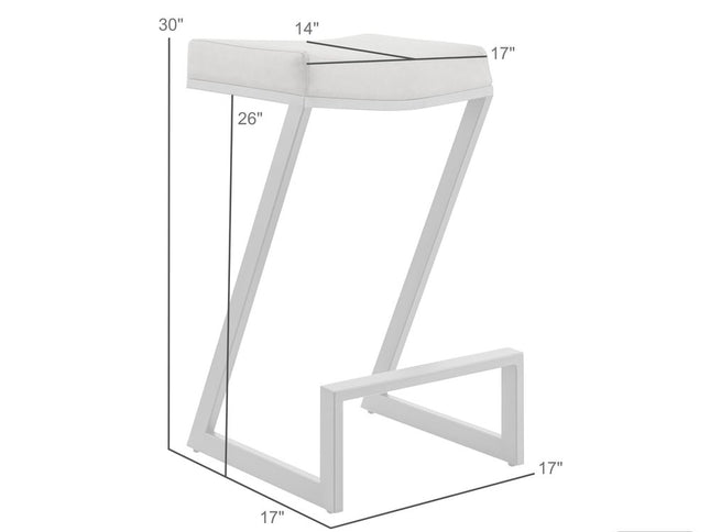 30" Gray and Black Faux Leather and Iron Backless Bar Height Bar Chair