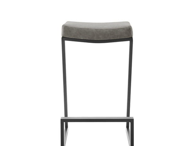 30" Gray and Black Faux Leather and Iron Backless Bar Height Bar Chair
