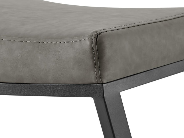 30" Gray and Black Faux Leather and Iron Backless Bar Height Bar Chair