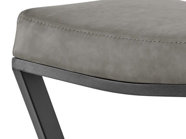 30" Gray and Black Faux Leather and Iron Backless Bar Height Bar Chair