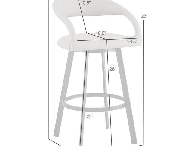 26" Beige and Black Faux Leather and Iron Low Back Counter Height Swivel Bar Chair