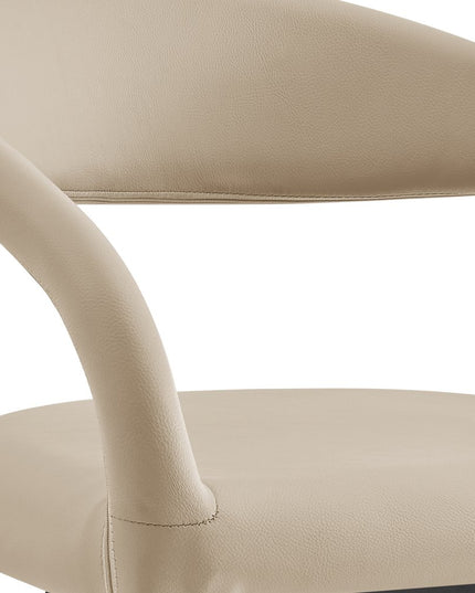 26" Beige and Black Faux Leather and Iron Low Back Counter Height Swivel Bar Chair