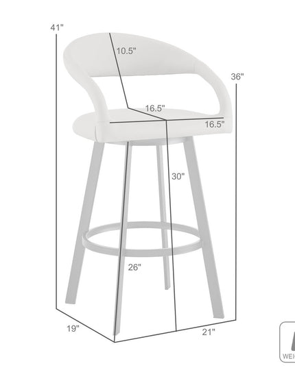 30" Beige and Black Faux Leather and Iron Low Back Bar Height Swivel Bar Chair