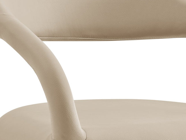 30" Beige and Black Faux Leather and Iron Low Back Bar Height Swivel Bar Chair