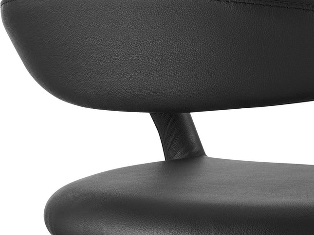 30" Black Faux Leather and Iron Low Back Bar Height Swivel Bar Chair