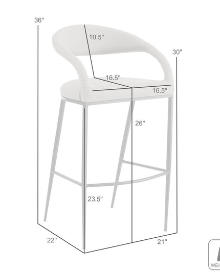 26" Light Gray and Black Faux Leather and Iron Low Back Counter Height Bar Chair