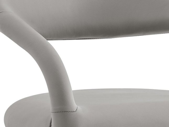 26" Light Gray and Black Faux Leather and Iron Low Back Counter Height Bar Chair