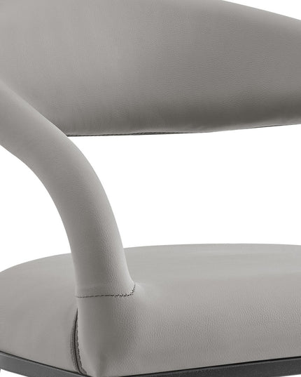 26" Light Gray and Black Faux Leather and Iron Low Back Counter Height Bar Chair